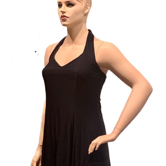 Igigi Halter Gown & Shrug Size 14/16 Sheer Black on Black, Lace Trim Hi-Lo Dress - Picture 12 of 15